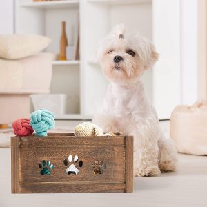 BASIC HOUSE Paw Shaped Cutout Dog Toys Chest Gift Hampers Storage Collection Box Wooden Crates Gift Hampers (Large)