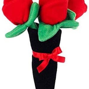 ZippyPaws – Stuffed Squeaker Dog Toy, Valentine’s Day Bouquet of Red Roses