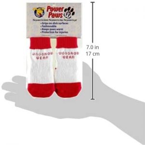 Woodrow Wear Power Paws Original Traction Socks for Dogs in Red with White Stripe, Small