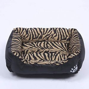 Large Dog Bed with Anti-Slip Bottom, Rectangle Breathable Soft Cotton Sofa for Medium Pets, Warm House Cat Bed,Tiger Pattern,XL