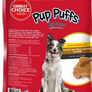 Grreat Choice Pup Puffs Dog Treats Peanut Butter and Caramel 8oz