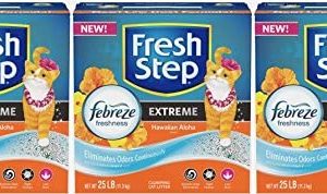 Fresh Step Extreme Hawaiian Aloha Clumping Cat Litter – Febreze Fresh Odor Solution Scoop Litter Boxes for Cats (3, 25lb)