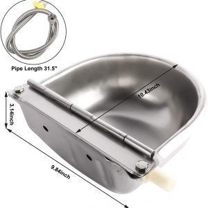 Homend Upgraded Automatic Water Bowl Farm Grade Stainless Steel Stock Waterer Horse Cattle Goat Sheep Dog Waterer (with Drainage Hole,with Pipe)