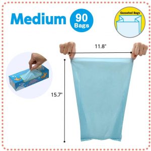 BOS Amazing Odor Sealing Dog Poop Bags – Durable and Unscented (90 Bags) [Size: M, Color: Light Blue] – Puppy Packaging!