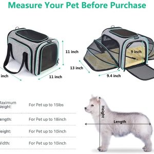 SHSYCER Cat Carrier Dog Carrier Pet Carrier Airline Approved Dog Carriers for Small Dogs TSA Approved Pet Carriers Expandable Foldable Soft-Sided Cat Carrier with Removable Fleece Pad