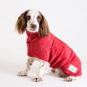 Dog Drying Coat Red M (15-18Inches)
