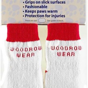 Woodrow Wear Power Paws Original Traction Socks for Dogs in Red with White Stripe, Small