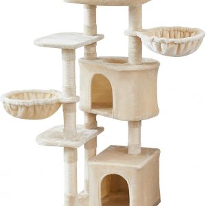 IBUYKE Cat Tree, Cat Tower 135cm with Sisal Scratching Posts, Cat Condos, Plush Perch CT011