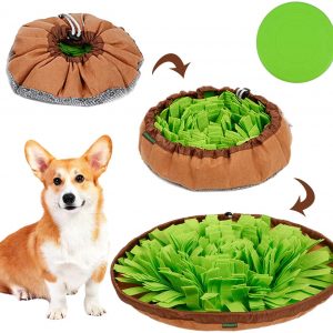 Dog Snuffle Mat Toy Set – Interactive Puzzle Snuffle Mat for Dogs Stress Relief Slow Feeder Dog Bowls Encourages Natural Foraging Skills Dog Food Mat Include Chew Toys and Frisbee
