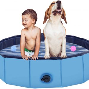 Foldable Dog Pool, Collapsible Bathing Tub, Pet Swimming Pool, Kiddie Pool, Portable PVC Water Pools for Puppy Dogs Cats Kids, Wading Pool Pits Ball Pool, Indoor & Outdoor Use