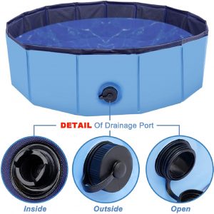 Foldable Dog Pool, Collapsible Bathing Tub, Pet Swimming Pool, Kiddie Pool, Portable PVC Water Pools for Puppy Dogs Cats Kids, Wading Pool Pits Ball Pool, Indoor & Outdoor Use