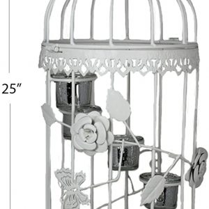 Essential Décor Entrada Collection Metal Bird Cage, 9.06 by 24.41-Inch, White