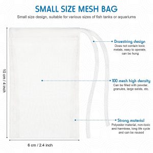 Shappy 12 Pieces Small Aquarium Filter Bags 150 Micra Fine Filter Media Bags High Flow Nylon Mesh Bags with Drawstring for Fish Tank Fine Resins Filter Activated Carbon Fresh or Saltwater