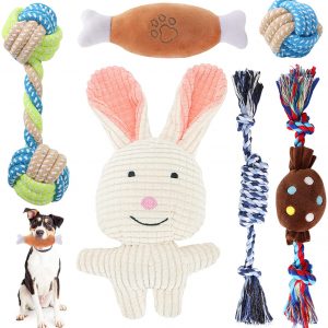 Puppy Toys for Teething Small Dogs – TOYSBOOM 6 PCS Small Dog Toys Pack, Stuffed Squeaky Toys, Durable Dog Rope for Puppies and Medium Dogs, Non-Toxic and Safe Puppy Chew Toys