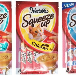 Delectables Squeeze Up Hartz Cat Treats Variety Pack Bundle of 3 Flavors (Tuna, Chicken, Tuna & Shrimp; 2.0 oz Each)