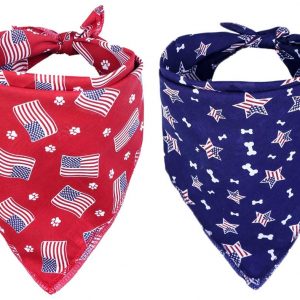 Lamphyface 2Pcs Dog Bandanas Bibs Scarfs for 4th of July Independence Day American Flag for Pet Dog