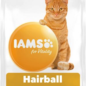 PBRO IAMS for Vitality Hairball Reduction Dry Cat Food with Fresh Chicken for Adult and Senior Cats, 3 kg