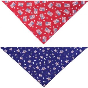 Lamphyface 2Pcs Dog Bandanas Bibs Scarfs for 4th of July Independence Day American Flag for Pet Dog