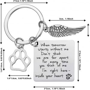 Cerolopy Loss of Pet Keychain, Memorial Keyring Angel with Paws, Key Pendant Sympathy Remembrance Gift for Pet Dog Cat Lover