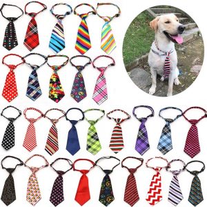 Masue Pets 30pcs Middle Large Dog Ties Necktie Adjustable neckbands to 24″ 30 Patterns Ties for Large Dogs Pet Collars Dog Grooming Products Dog Accessories