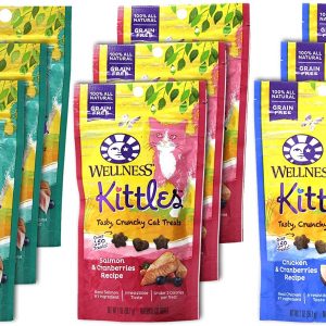 Wellness Kittles Cat Treat Variety Pack – 3 Flavors (Chicken & Cranberries, Salmon & Cranberries, and Tuna & Cranberries Flavors) – 2 oz Each (9 Total Pouches)