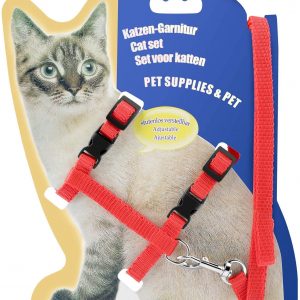 BAODATUI Cat Harness, Adjustable Harness Nylon Strap Collar with Leash, Cat Leash and Harness Set, for Cat and Small Pet Walking