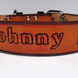 Haigler and Wallace Personalized 1 ½ inch Wide Western Leather Dog Collar with Name Tag
