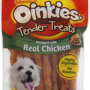Hartz Oinkies Dog Treat Bundle with 18 Tender Treats Smoked Chicken Twist Dog Treats and 12 Chicken Wrapped Lasting Chews