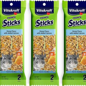 Vitakraft 3 Pack of Honey Flavor with Added Calcium Crunch Sticks Chinchilla Treats, 2 Sticks Each