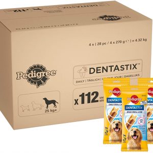 Pedigree Dentastix – Daily Dental Care Chews, Large Dog Treats from 25 kg+, 1 Box – 112 Sticks
