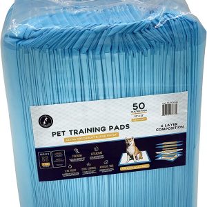 PawFam Fresh and Lavender Scented Puppy Dog Pet Training Pads, 6-Layer Protection, Adhesive Tabs, 100 Count- 22″x22″, Fresh Scent – 50 Count