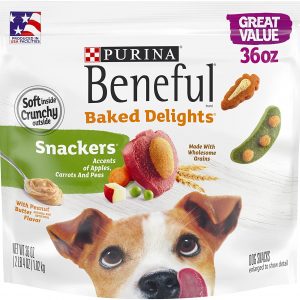 Purina Beneful Made in USA Facilities Dog Training Treats, Baked Delights Snackers – 36 oz. Pouch