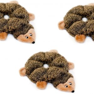 ZippyPaws Loopy 6-Squeaker Plush Dog Toy, Hedgehogs (3 Pack)