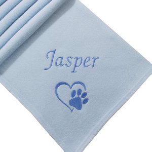 XIAOYIXIAN The Knit Wit – Twtsie Collection – Personalised Dog – Cat – Puppy Pet Fleece Blanket – 72 cm x 100 cm – Blue – Embroidered