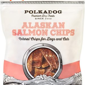 Polkadog Crunchy Alaskan Salmon Chips, Dog Treats – 100% Wild-Caught Fish Treat for Dogs, Cats – All-Natural, Grain-Free, Gluten-Free Pet Chips – Single Ingredient Snacks – 4 oz.