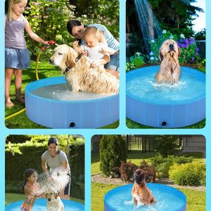 ShinePick Foldable Dog Pet Pool, Slip-Resistant Large Dog Swimming Pool, Collapsible Dog Bathing Tub, Kiddie Pool for Dogs Cats and Kids