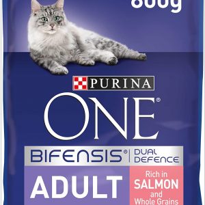 Purina One Adult Salmon and Whole Grains 800 g, Pack of 4