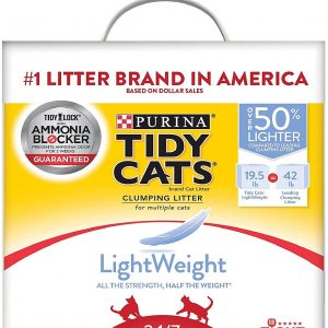 Purina Tidy Cats Light Weight, Low Dust, Clumping Cat Litter, Lightweight 24/7 Performance Multi Cat Litter – 19.5 lb. Box