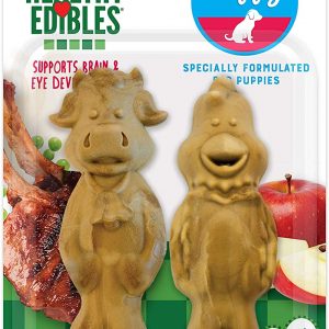 Nylabone Healthy Edibles All-Natural Puppy Chew Treats for Large Breed Puppies Lamb & Apple Medium/Wolf – Up to 30 lbs.