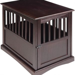New! Wooden Furniture End Table and Pet Crate (Large, Espresso)
