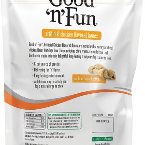 Good’n’Fun Chicken Flavor Rawhide Bones for Dogs, Dog Chew, 7 Inch, 2 Ct