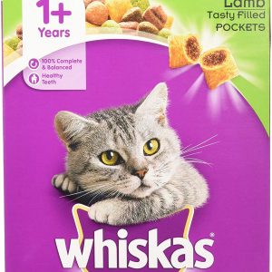 Whiskas 1+ Cat Complete Dry Cat Food for Adult Cats with Lamb, 5 bags (5 x 825 g)