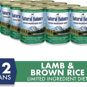 Natural Balance L.I.D. Limited Ingredient Diets Wet Dog Food, Lamb & Brown Rice Formula, 13 Ounce Can (Pack of 12)