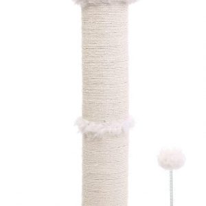 Poils bebe Alpaca Scratching Posts, Cat Scratch Posts for All-sized Indoor Cats and Kittens, Tall Handmade Scratch Furniture Having a Dangling Ball Wrapped by Sisal Ropes