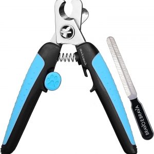 BRAVO E BRAVA Dog Nails Clippers with Non Slip Handles, Professional Dog Nail Clippers with Safety Lock and Protective Guard to Avoid Over Cutting Dog Claw Clippers Included Free Large Nail File