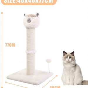 Poils bebe Alpaca Scratching Posts, Cat Scratch Posts for All-sized Indoor Cats and Kittens, Tall Handmade Scratch Furniture Having a Dangling Ball Wrapped by Sisal Ropes