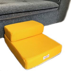 Foldable Pet Dog Cat Stairs Steps For Small Dog Breathable Mesh Dog Mat Cushion Bed Steps Ramp With Detachable Cover Pet Product (Two layers step, Yellow)