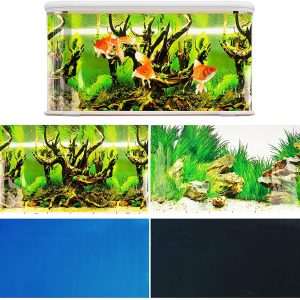 BETESSIN 2 Set Aquarium Background Poster Double-side Glossy Fish Tank Decorative 3D Effect PVC Scenery Underwater Forest Tank Background Poster Backdrop Decoration Paper Decor