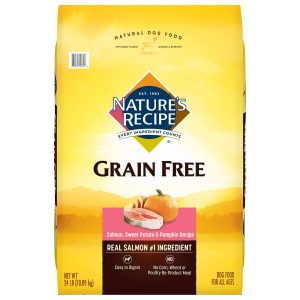 Nature’s Recipe Grain Salmon, Sweet Potato & Pumpkin Recipe Dry Dog Food, 24-lb