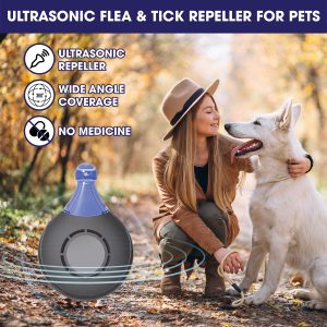 Ultrasonic, Natural, Chemical Free Tick and Flea Repeller – Flea and Tick Treatment for Dogs – Ultrasonic Flea and Tick Repeller for Cats and Dogs